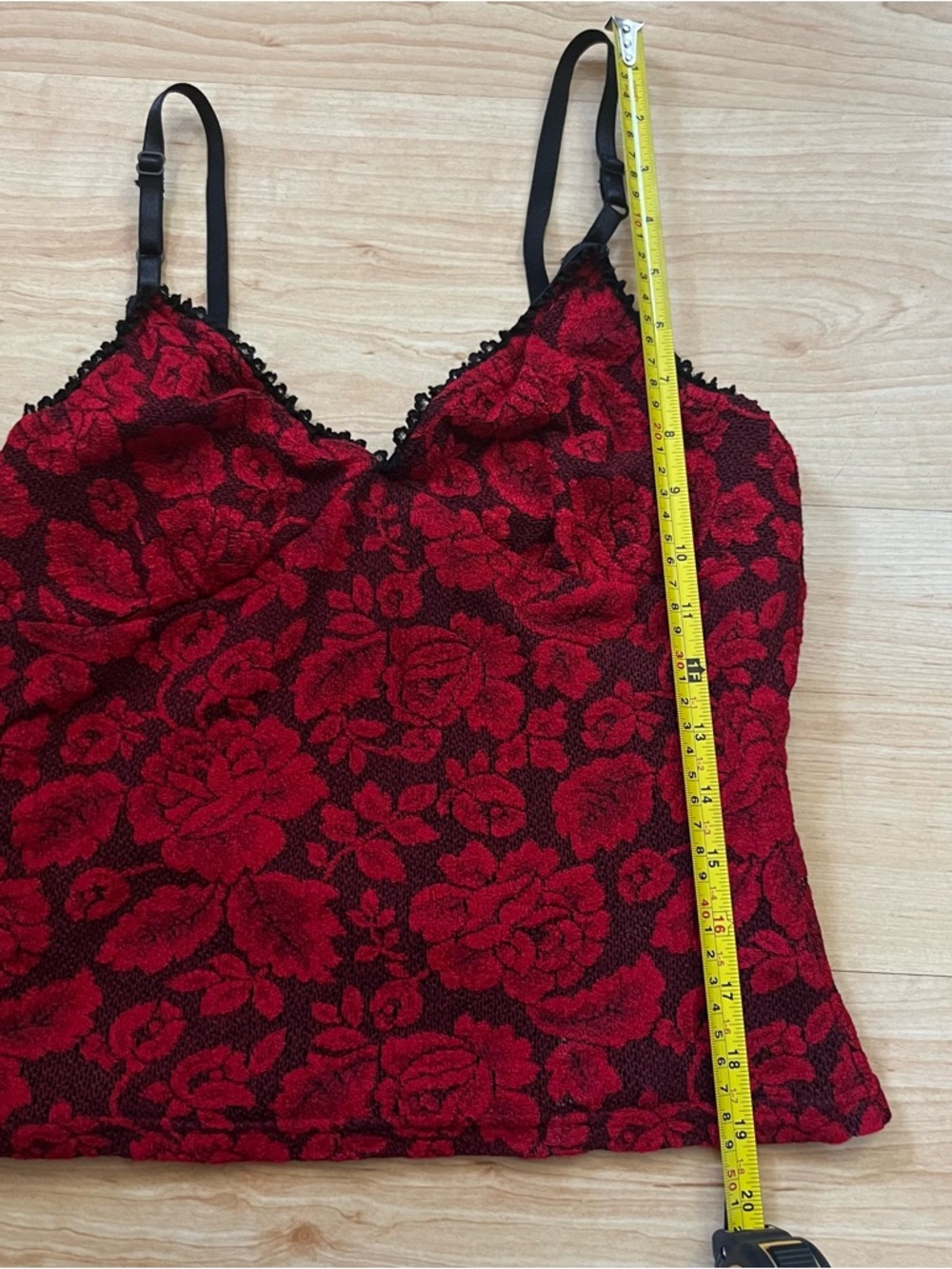 y2k vintage black and red lace cami bustier made in the USA - Picture 7 of 7